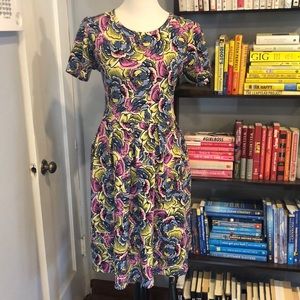 Lularoe Bright Floral Amelia Dress